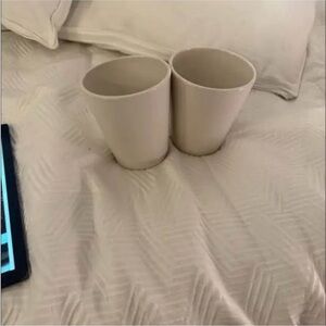 Set of Two Cream Ceramic Cups